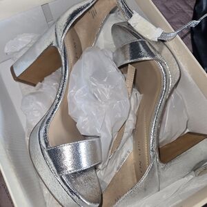 Nine West Metallic Silver Heels